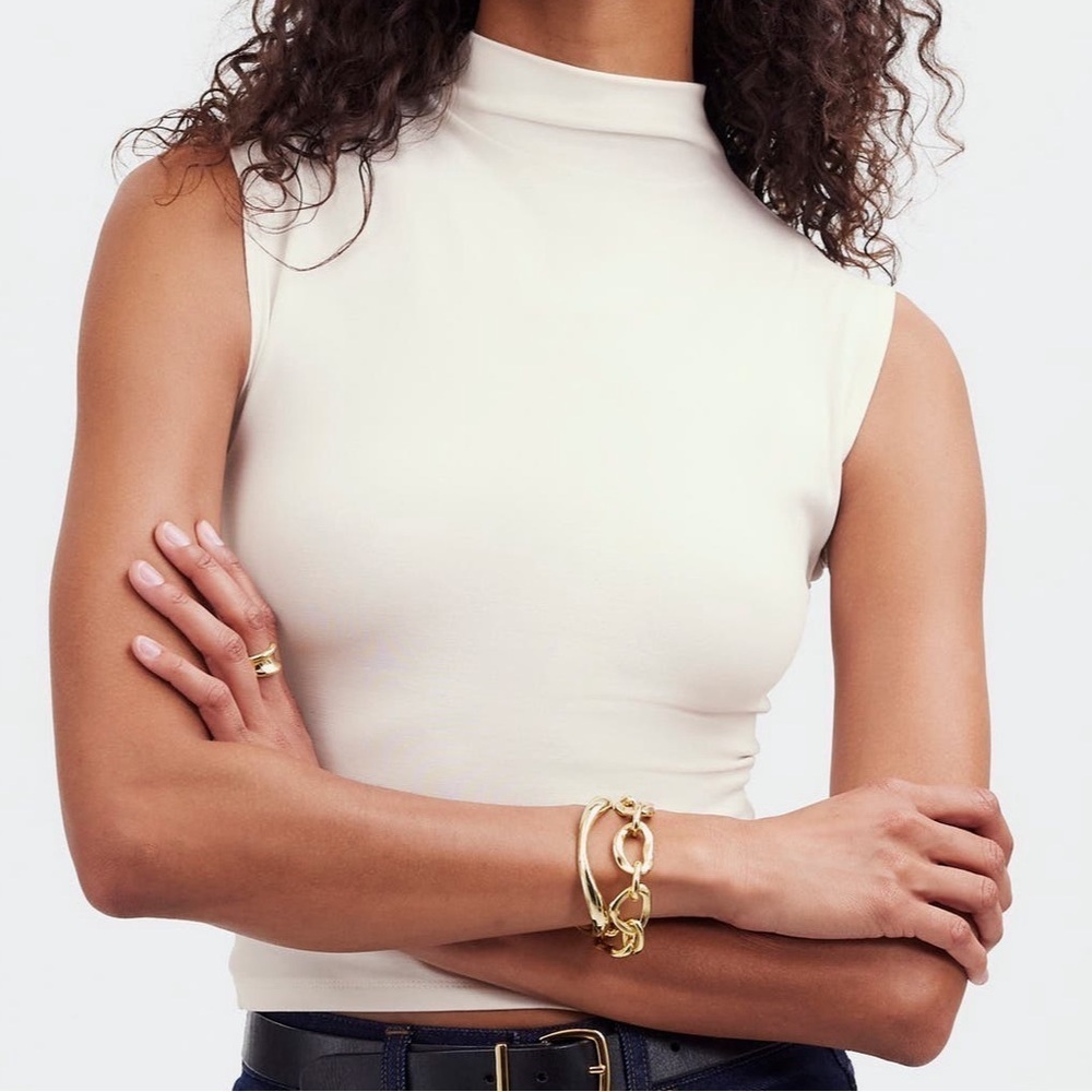 Madewell Cream Polo Bodysuit Fitted Style